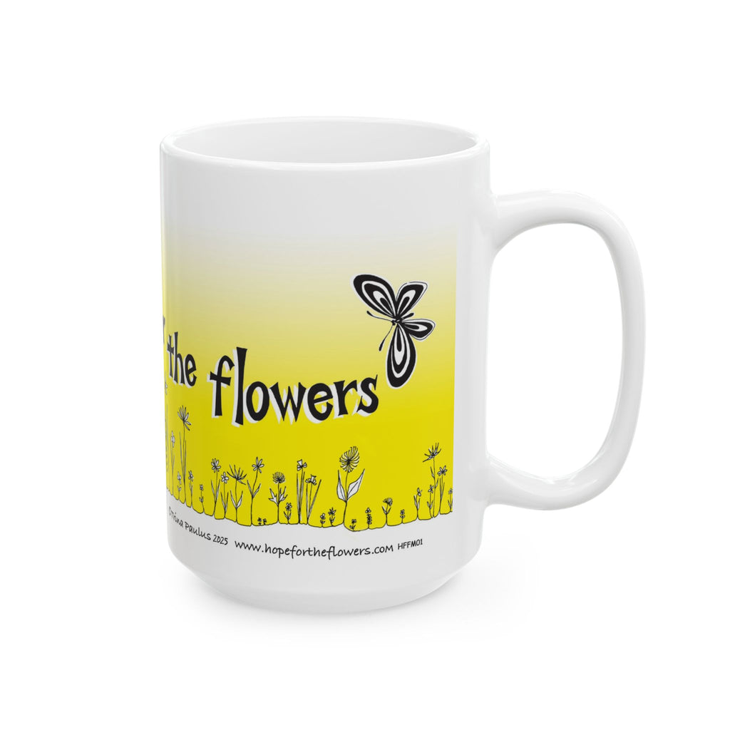 Classic Book Logo Mug | Hope for the Flowers Butterfly Design | Inspirational Ceramic Coffee Cup | Eco-Friendly Gift for Readers & Teachers