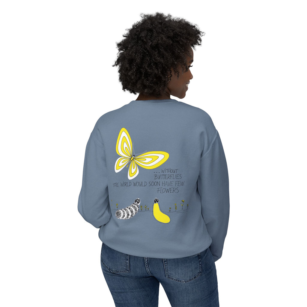 Hope for the Flowers Eco-friendly Lightweight Sweatshirt | 100% Ring-Spun Cotton | Relaxed Crewneck | Nature-Inspired Butterfly Design | Sustainable Gift of Hope