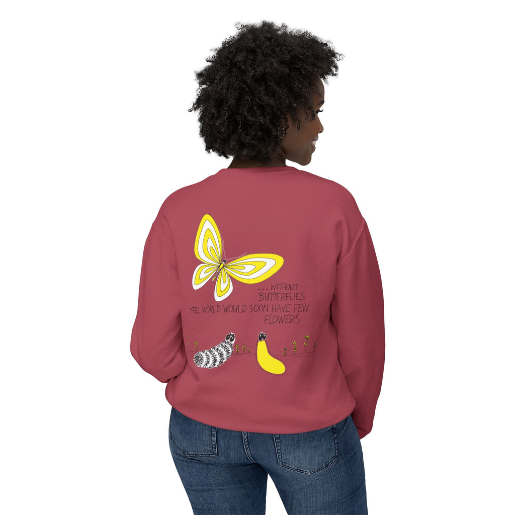 Hope for the Flowers Eco-friendly Lightweight Sweatshirt | 100% Ring-Spun Cotton | Relaxed Crewneck | Nature-Inspired Butterfly Design | Sustainable Gift of Hope
