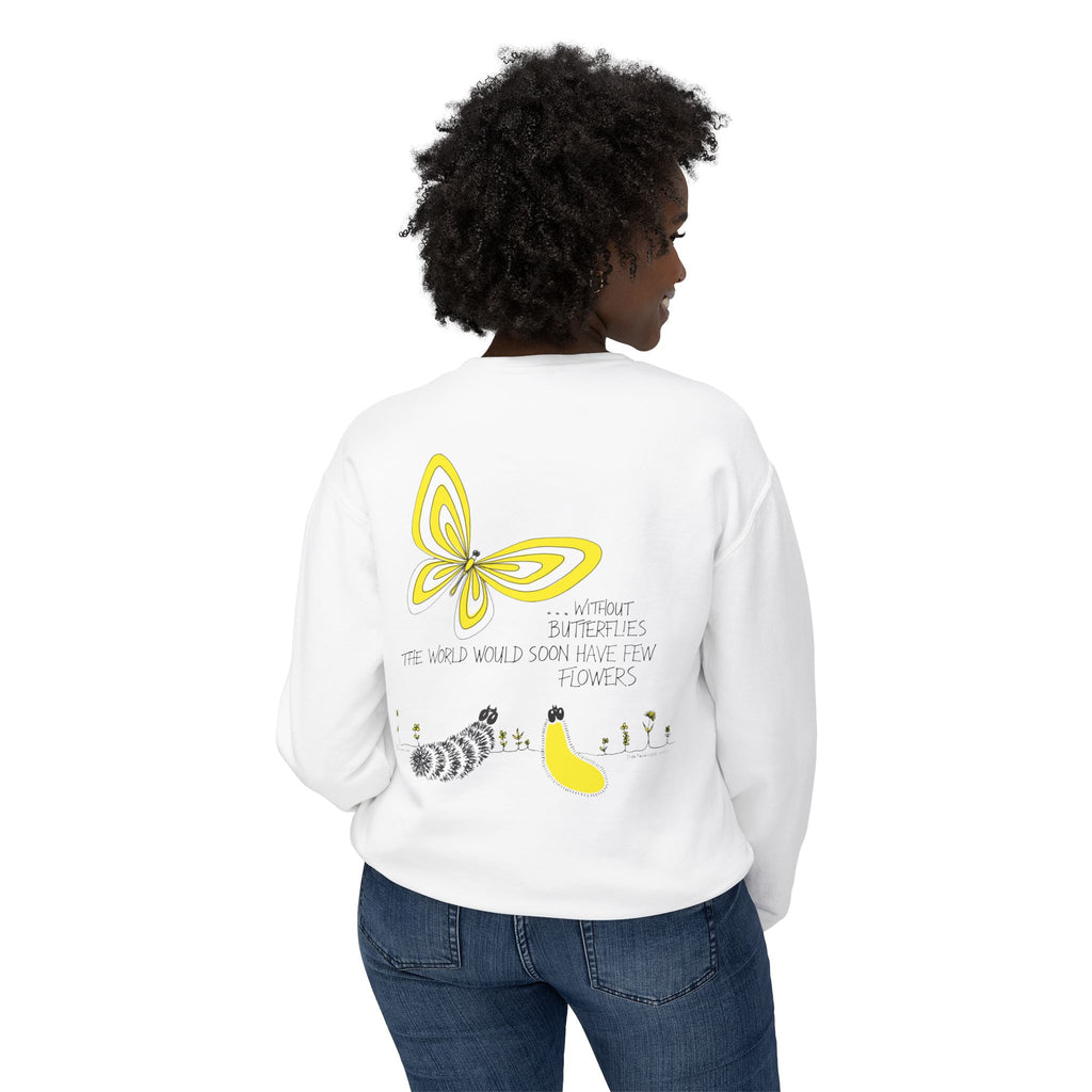 Hope for the Flowers Eco-friendly Lightweight Sweatshirt | 100% Ring-Spun Cotton | Relaxed Crewneck | Nature-Inspired Butterfly Design | Sustainable Gift of Hope