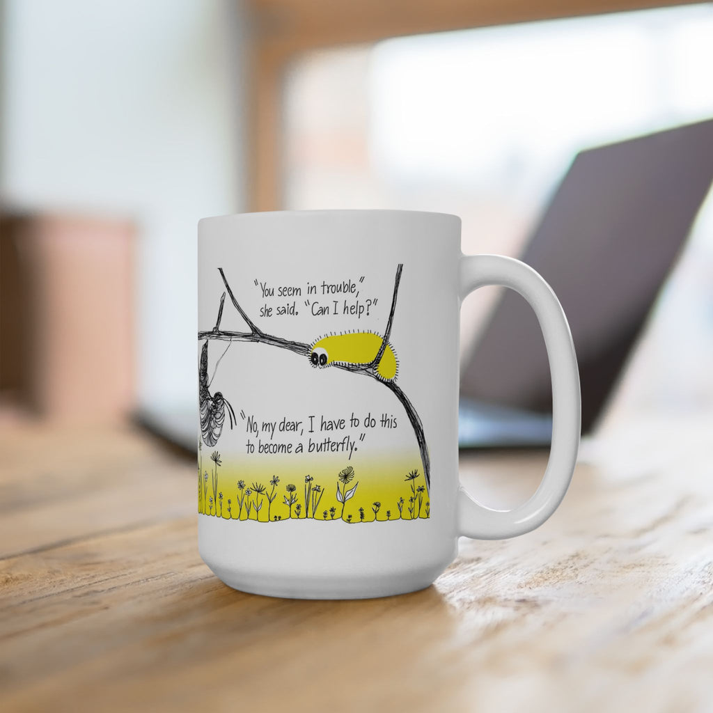 Hope for the Flowers Compassion Gift | “You Seem in Trouble, Can I Help?” Quote| 15 oz Motivational Ceramic Coffee Cup | Eco-Friendly Drinkware
