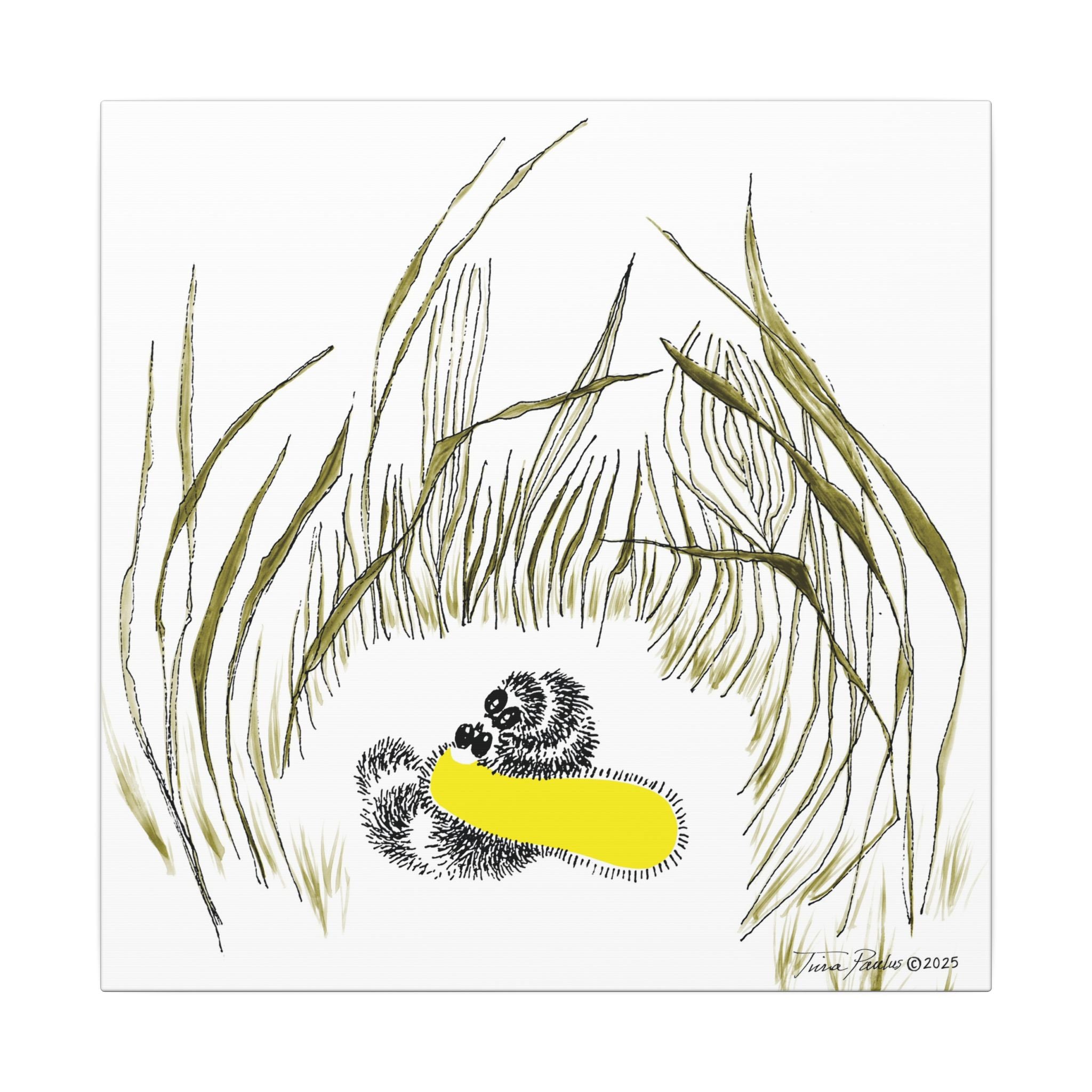 Stripe & Yellow Relief in the Grass Canvas | Hope for the Flowers Illustration | Eco-Friendly FSC Canvas Print