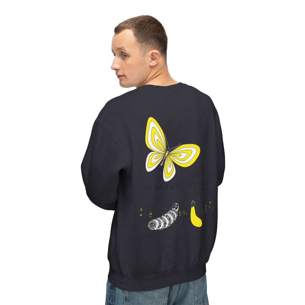 Hope for the Flowers Eco-friendly Lightweight Sweatshirt | 100% Ring-Spun Cotton | Relaxed Crewneck | Nature-Inspired Butterfly Design | Sustainable Gift of Hope