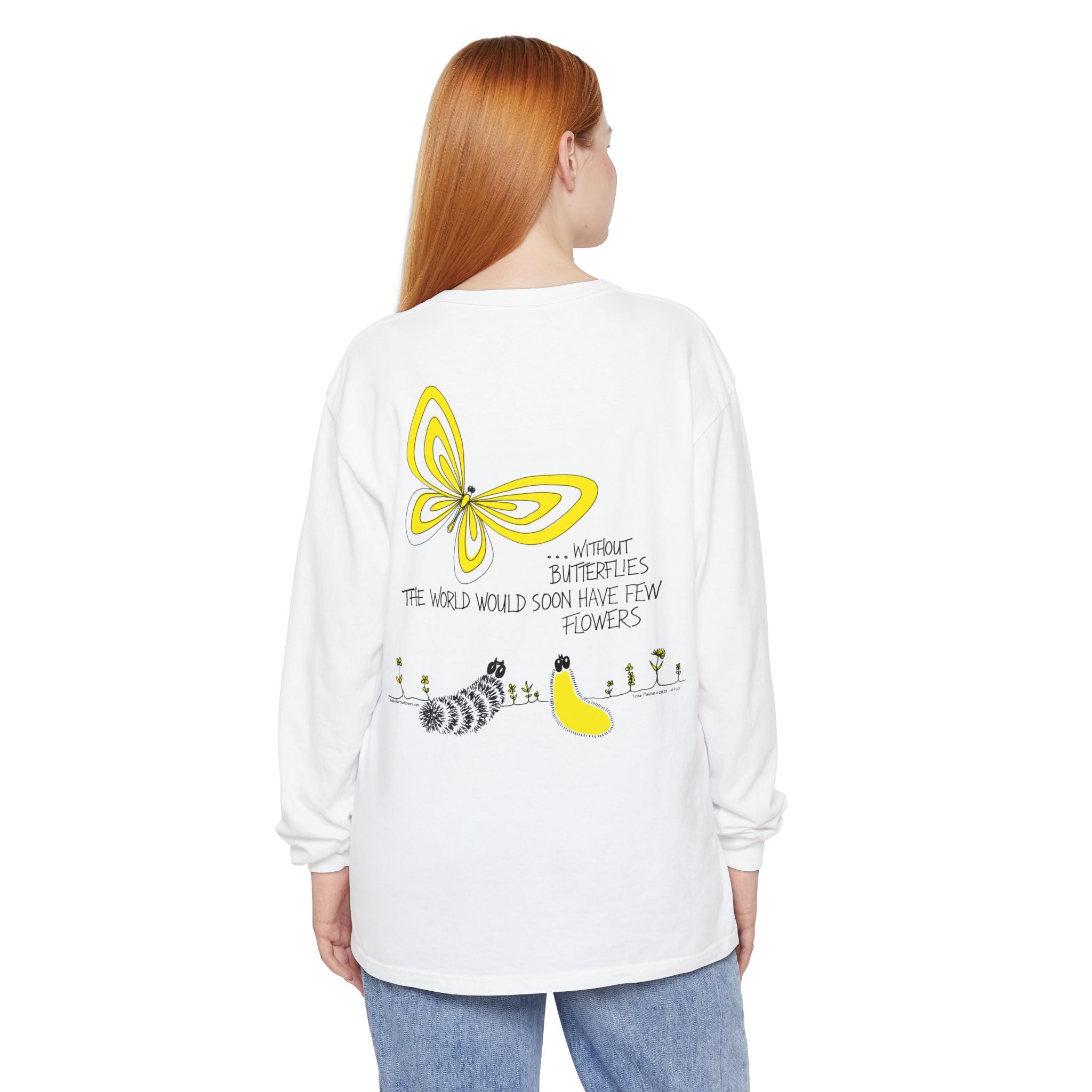 Hope for the Flowers 100% Ring-Spun Cotton Unisex Long Sleeve Tee |  | Garment-Dyed Unisex Shirt | Inspirational Butterfly Design | Sustainable Gift of Hope