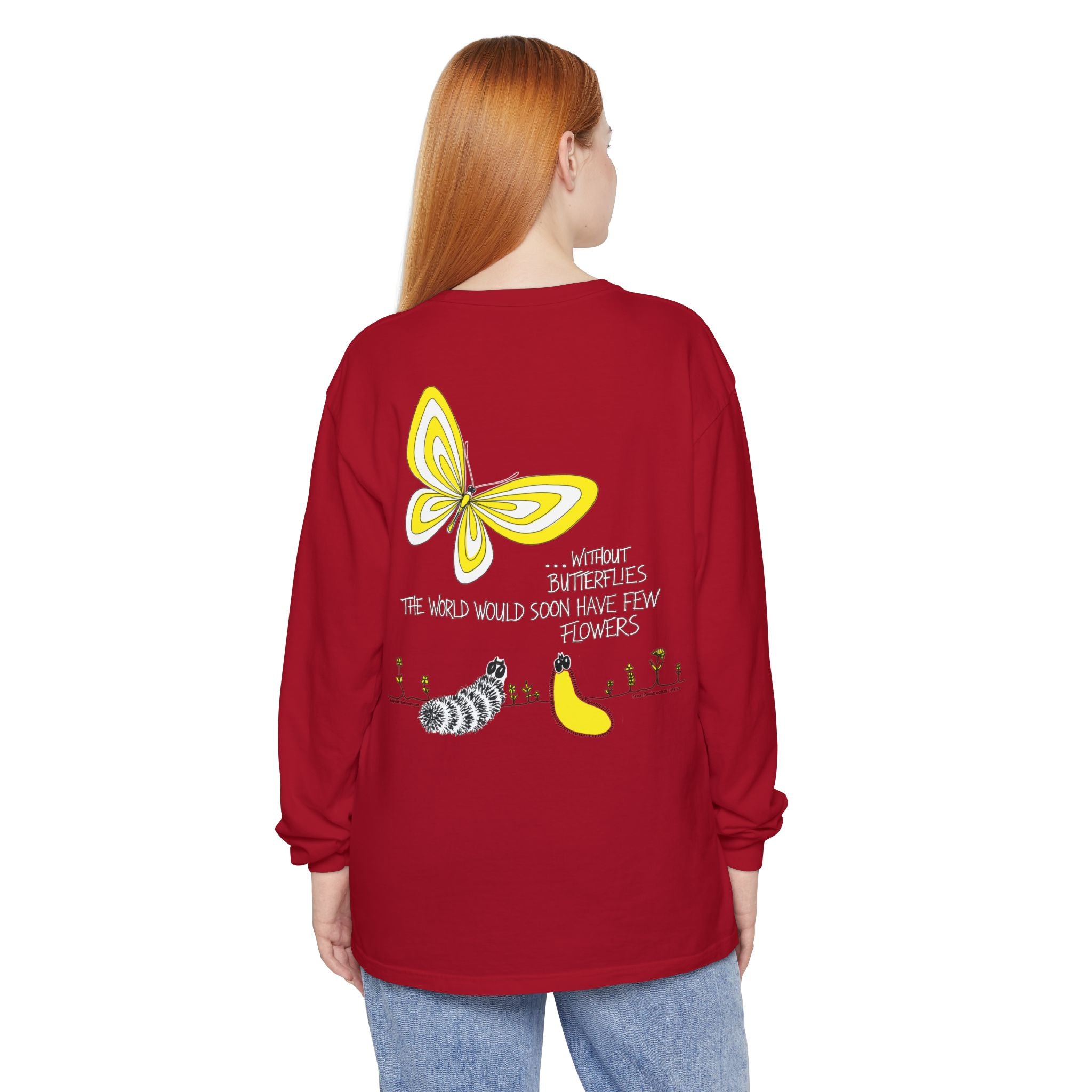 Hope for the Flowers 100% Ring-Spun Cotton Unisex Long Sleeve Tee |  | Garment-Dyed Unisex Shirt | Inspirational Butterfly Design | Sustainable Gift of Hope