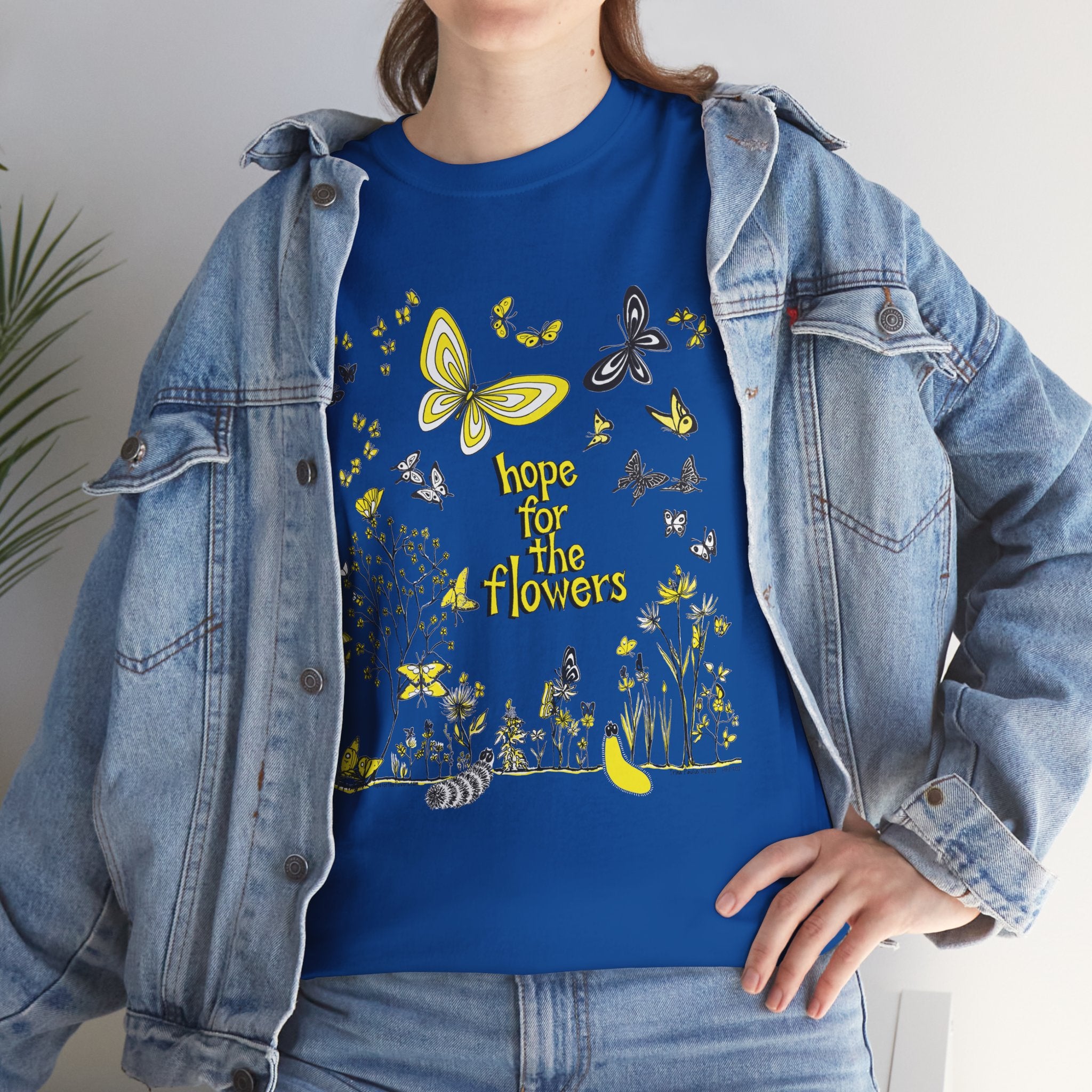 Hope for the Flowers 100% Heavy Cotton Unisex Tee | Nature-Inspired Butterfly Design | Eco-Friendly Inspirational Gift