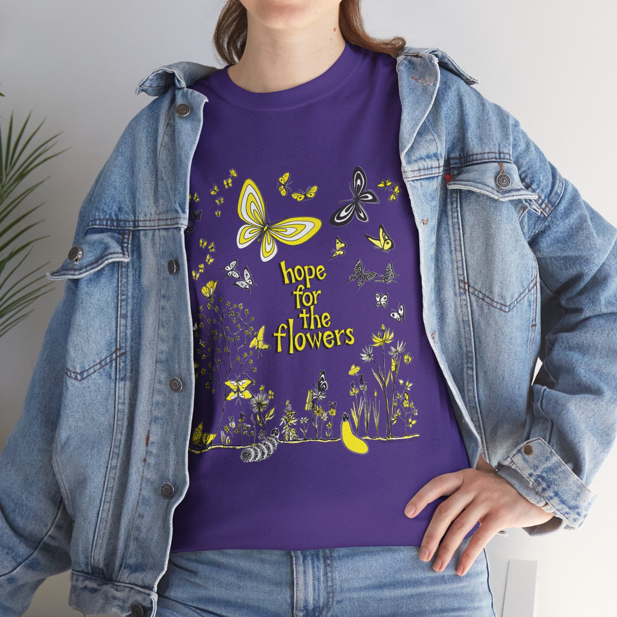 Hope for the Flowers 100% Heavy Cotton Unisex Tee | Nature-Inspired Butterfly Design | Eco-Friendly Inspirational Gift