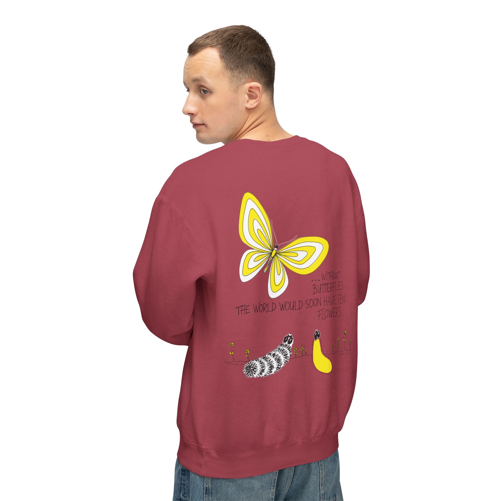 Hope for the Flowers Eco-friendly Lightweight Sweatshirt | 100% Ring-Spun Cotton | Relaxed Crewneck | Nature-Inspired Butterfly Design | Sustainable Gift of Hope