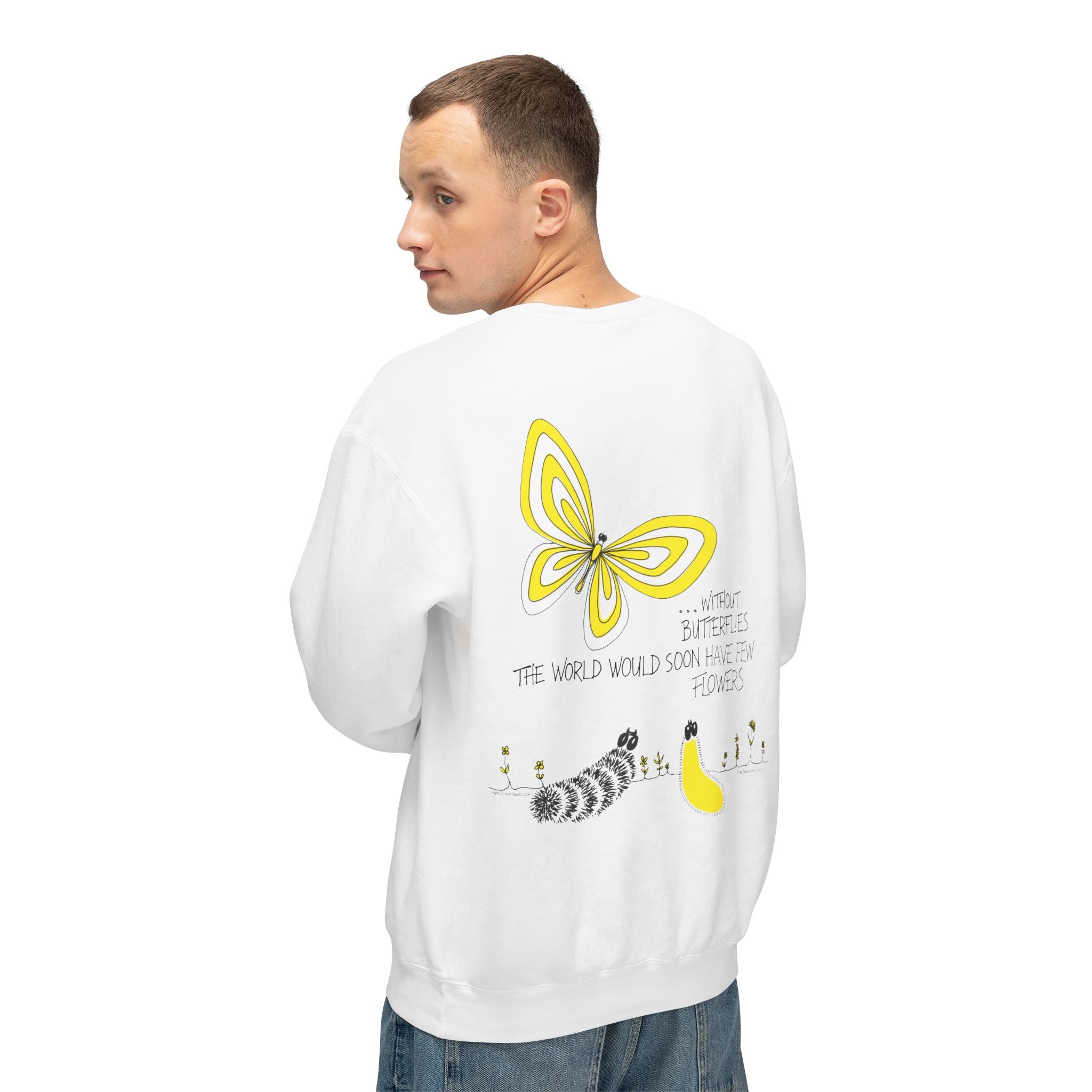 Hope for the Flowers Eco-friendly Lightweight Sweatshirt | 100% Ring-Spun Cotton | Relaxed Crewneck | Nature-Inspired Butterfly Design | Sustainable Gift of Hope