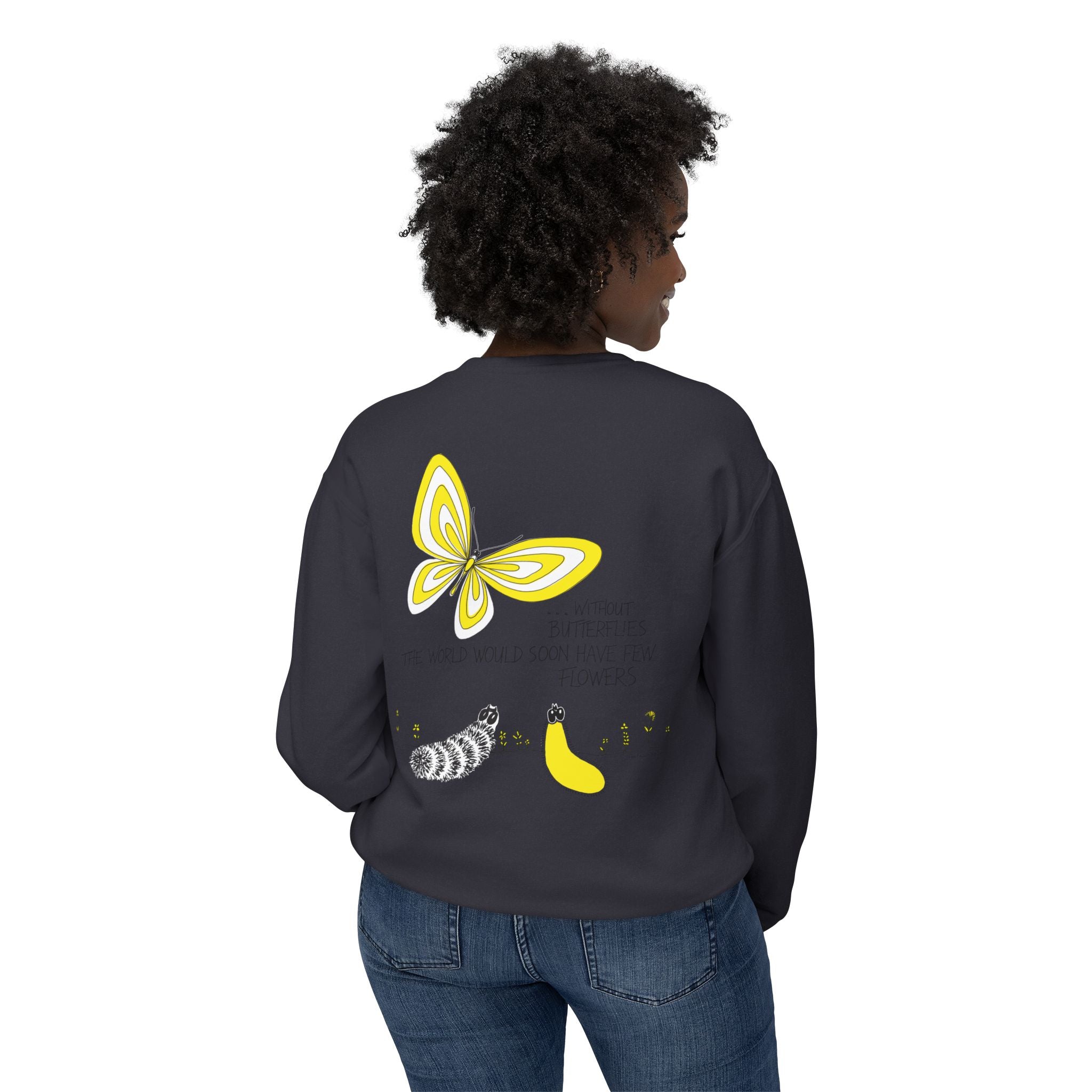 Hope for the Flowers Eco-friendly Lightweight Sweatshirt | 100% Ring-Spun Cotton | Relaxed Crewneck | Nature-Inspired Butterfly Design | Sustainable Gift of Hope