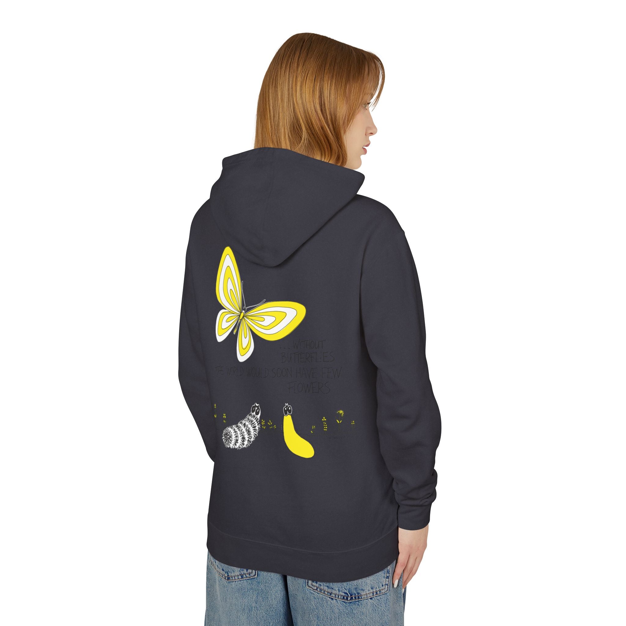 Hope for the Flowers 100% Ring-Spun Cotton Unisex Hoodie |  | Garment-Dyed Eco-Friendly Fleece | Inspirational Butterfly Design | Sustainable Gift of Hope