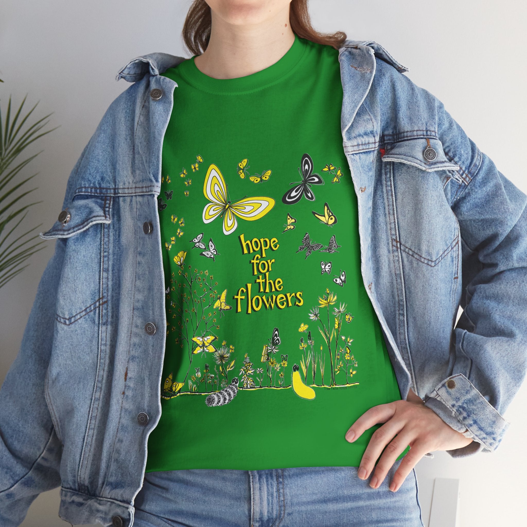 Hope for the Flowers 100% Heavy Cotton Unisex Tee | Nature-Inspired Butterfly Design | Eco-Friendly Inspirational Gift