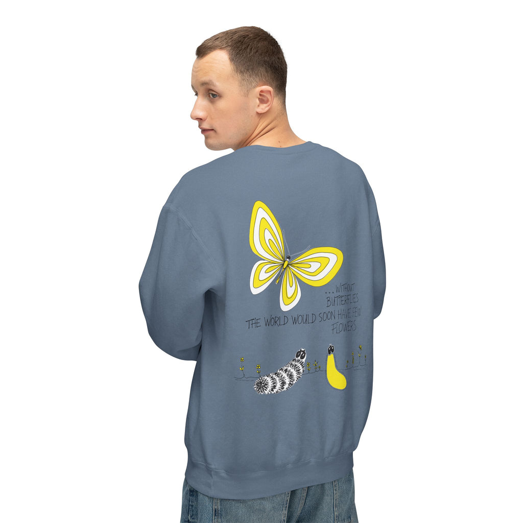 Hope for the Flowers Eco-friendly Lightweight Sweatshirt | 100% Ring-Spun Cotton | Relaxed Crewneck | Nature-Inspired Butterfly Design | Sustainable Gift of Hope