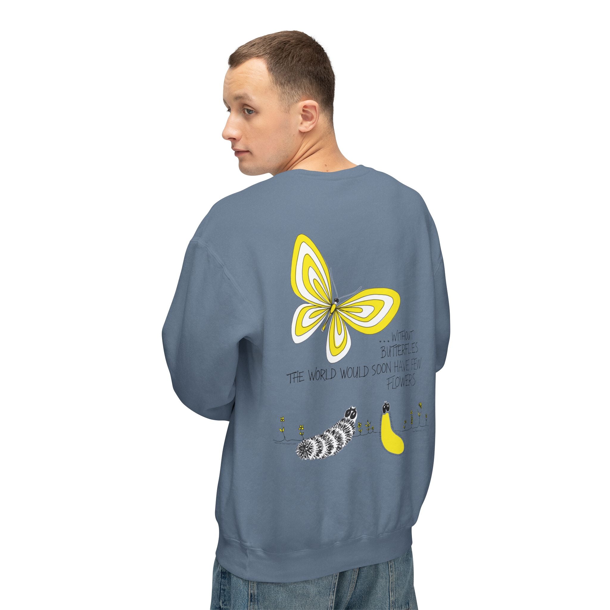 Hope for the Flowers Eco-friendly Lightweight Sweatshirt | 100% Ring-Spun Cotton | Relaxed Crewneck | Nature-Inspired Butterfly Design | Sustainable Gift of Hope